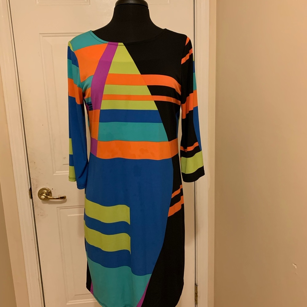 Sunny Leigh Multicolor Geometric Midi Dress
